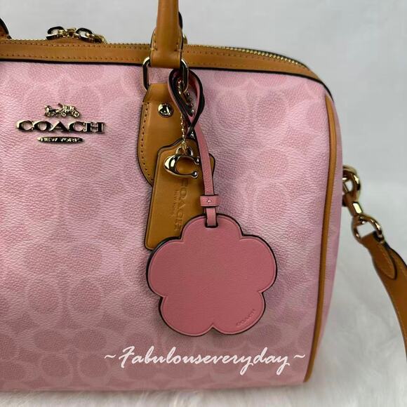 Coach Rowan Large Satchel Bag Signature Canvas with Charms CEA19 Powder Pink NWT - Picture 6 of 9